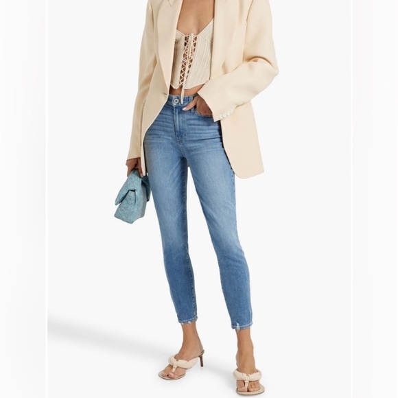 Paige Hoxton Slim Crop Jeans Women’s Size 26 Blue Stretch Denim Mid Rise Ankle - Picture 1 of 10